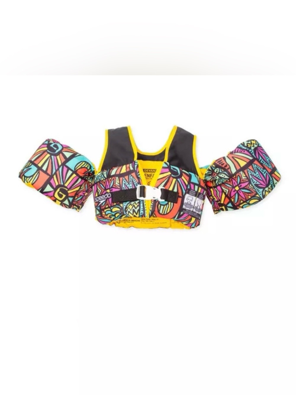 Speedo Kids Swim Safety Vest with Colorful Tribal Print - Yellow Trim
